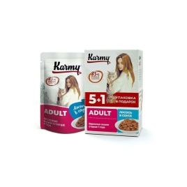 Karmy Adult влажный корм для кошек старше 1 года с лососем в соусе - 480 г