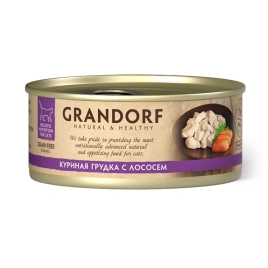 Влажный корм Grandorf Adult куриная грудка с лососем для кошек, 70 г