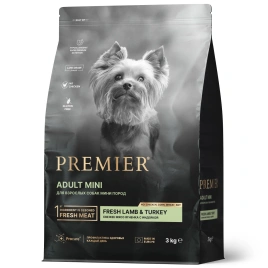 Сухой корм Premier Dog Lamb&Turkey ADULT Mini для собак мелких пород свежее мясо ягненок с индейкой 3 кг