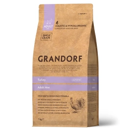 Сухой корм Grandorf Holistic индейка с бурым рисом для взрослых собак мелких пород, 1 кг