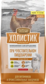 Сухой корм «Деревенские лакомства» Holistic Премьер для кошек при чувствительном пищеварении с индейкой, 10 кг