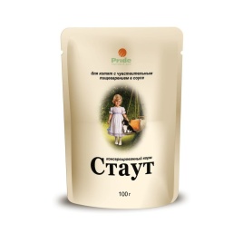 Стаут влажный корм для котят всех пород с чувствительным пищеварением с мясом, рыбой и овощами в соусе - 100 г