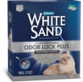 Наполнитель White Sand комкующийся "С усиленной блокировкой запахов" с активированным углем, без запаха, 8.5 кг