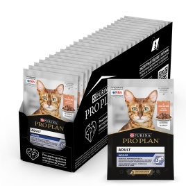 Влажный корм Purina Pro Plan Indoor для взрослых кошек в помещении, с лососем в соусе, 85 г