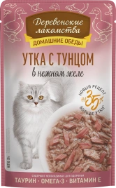 Влажный корм «Деревенские лакомства» для кошек с уткой и тунцом, 70 г