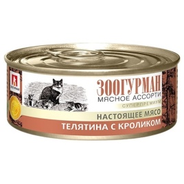 Влажный корм Зоогурман для взрослых кошек с телятиной и кроликом - 100 г