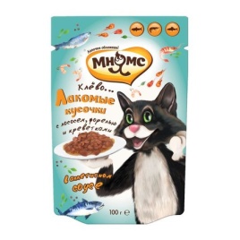 Мнямс паучи Рыбный фестиваль (лосось, креветки, форель) для взрослых кошек - 100 г