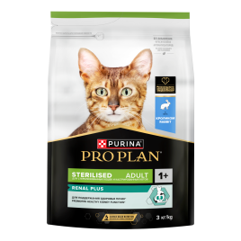 Сухой корм Purina Pro Plan Cat Adult Sterilised для стерилизованных кошек, с кроликом, 3 кг