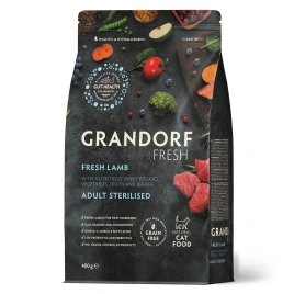 Сухой корм Grandorf Fresh Cat для стерилизованных кошек чувствительное пищеварение или склонность к аллергии ягненок с бататом 400 г