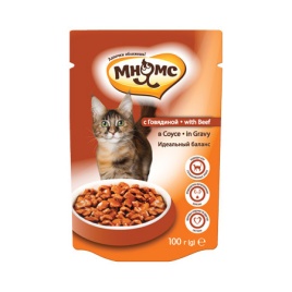 Мнямс паучи Идеальный баланс с говядиной в соусе для взрослых кошек - 100 г