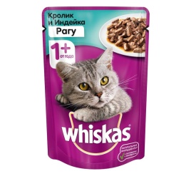 Whiskas паучи в форме рагу с кроликом и индейкой для взрослых кошек от 1 года - 85 г
