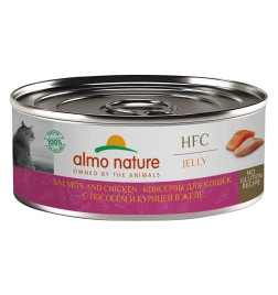 Влажный корм Almo Nature для кошек с лососем и курицей в желе, 100 г