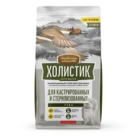 Сухой корм «Деревенские лакомства» Holistic Премьер для кастрированных и стерилизованных кошек с уткой, 400 г