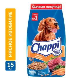 Сухой корм Chappi Мясное изобилие с овощами и травами для взрослых собак, 15 кг