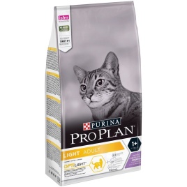 Сухой низкокаллорийный корм Pro Plan Cat Adult Light для взрослых кошек с избыточным весом и склонностью к полноте с индейкой 400 г