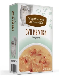 Влажный корм «Деревенские лакомства» суп из утки с тунцом для кошек, 140 г