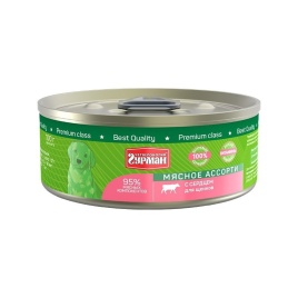 Четвероногий Гурман Мясное ассорти консервированный корм с сердцем для щенков - 100 г (24 шт)