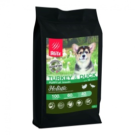 Blitz Adult сухой беззерновой корм для щенков с индейкой и уткой - 1,5 кг