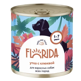 Влажный корм Florida для собак с уткой и клюквой, 240 г
