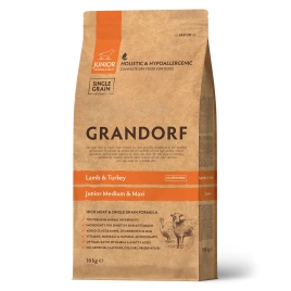 Сухой корм Grandorf Junior Lamb & Turkey для юниоров средних и крупных пород, с ягненком и индейкой, 10 кг