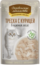 Влажный корм «Деревенские лакомства» для кошек с треской и курицей, 70 г
