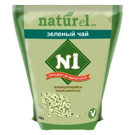 Наполнитель №1 Naturel для кошачьих туалетов, Зеленый чай комкующийся, 4,5 л