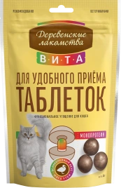 Лакомство «Деревенские лакомства» «Вита» угощение для удобного приема таблеток с уткой для кошек, 40 г