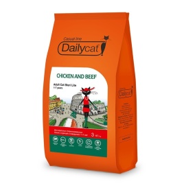 Dailycat Casual Line Adult Steri Lite для взрослых стерилизованных кошек с курицей и говядиной 3 кг