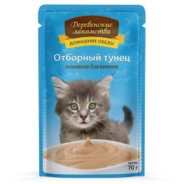 Влажный корм «Деревенские лакомства» для котят с отборным тунцом в виде паштета, 70 г