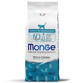 Сухой корм Monge Natural Kitten с курицей для котят, беременных и кормящих кошек, 10 кг