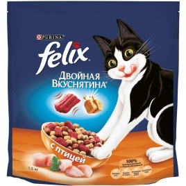 Сухой корм Felix Двойная вкуснятина для взрослых кошек с птицей - 1,5 кг