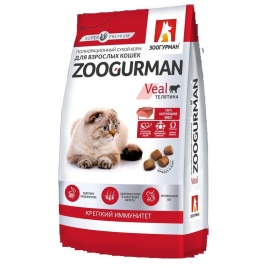 Зоогурман сухой корм для взрослых кошек с телятиной - 1,5 кг