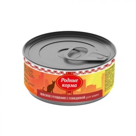 Родные корма Мясное угощение с Говядиной консервы для кошек 100 г