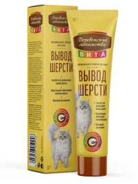 Лакомство «Деревенские лакомства» «Вита» паста для вывода шерсти со вкусом креветки для кошек, 120 г