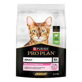 Сухой корм Purina Pro Plan Delicate для кошек с чувствительным пищеварением, с ягненком, 3 кг