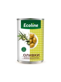 Оливки зеленые без косточки «Ecoline» new, ж/б 280 г