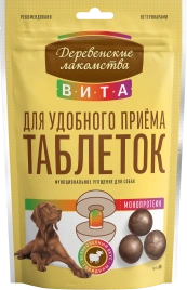 Лакомство «Деревенские лакомства» «Вита» угощение для удобного приема таблеток с говядиной для собак, 80 г
