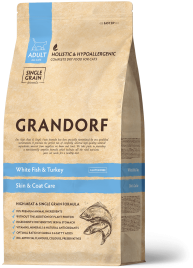 Сухой корм Grandorf Holistic Skin & Coat Care белая рыба с индейкой для кошек, 400 г