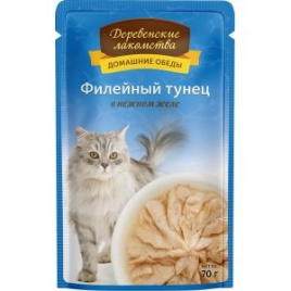 Деревенские лакомства влажный корм для кошек с тунцом в желе - 70 г