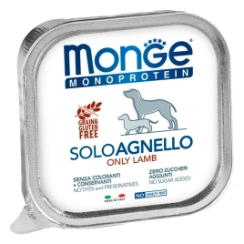 Влажный корм Monge Monoprotein Solo Only Lamb паштет из ягненка для собак, 150 г