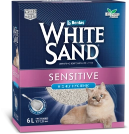 Наполнитель White Sand комкующийся для чувствительных кошек, без запаха, 5.1 кг
