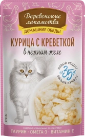 Влажный корм «Деревенские лакомства» для кошек с курицей и креветкой, 70 г