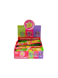 Жевательные конфеты "Vil Pop" со вкусом апельсина, клубники, черники 10г