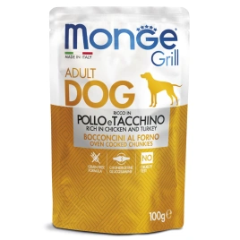 Влажный корм Monge Dog Grill Cod &amp;amp; Turkey &amp;amp; Beef &amp;amp; Chicken для собак с треской, индейкой, говядиной и курицей, 12 шт x 100 г