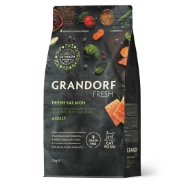 Сухой корм Grandorf Fresh Cat для взрослых кошек для здоровья кожи и шерсти или склонных к аллергии лосось с бататом 2 кг