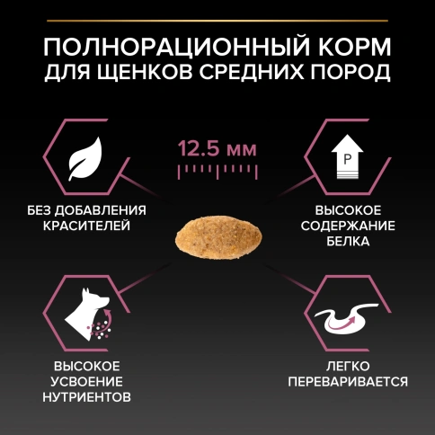 Сухой корм Purina Pro Plan Medium Puppy Sensitive Skin для щенков средних пород, лосось и рис, 18 кг фото 3