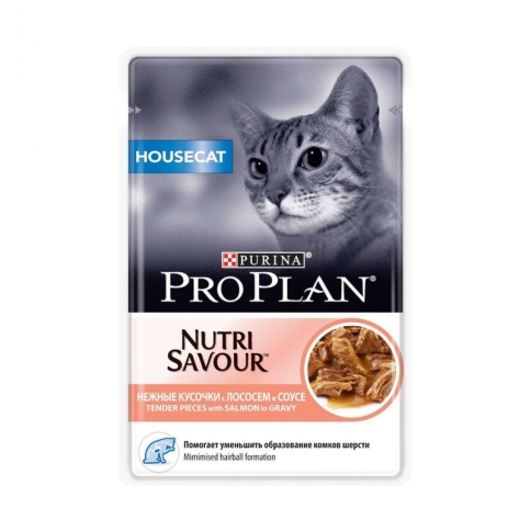 Влажный корм Pro Plan Adult Housecat для взрослых кошек, проживающих в помещении, с лососем в соусе - 85 г фото 1