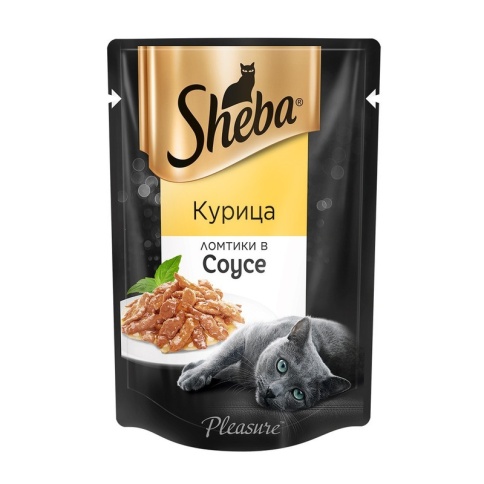 Sheba Pleasure влажный корм для кошек с ломтиками курицы в соусе 85 г фото 1