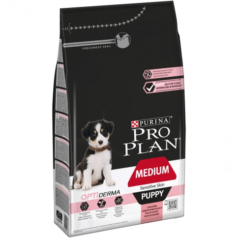 Purina Pro Plan medium сухой корм для щенков средних пород с чувствительной кожей с лососем и рисом - 18 кг фото 1