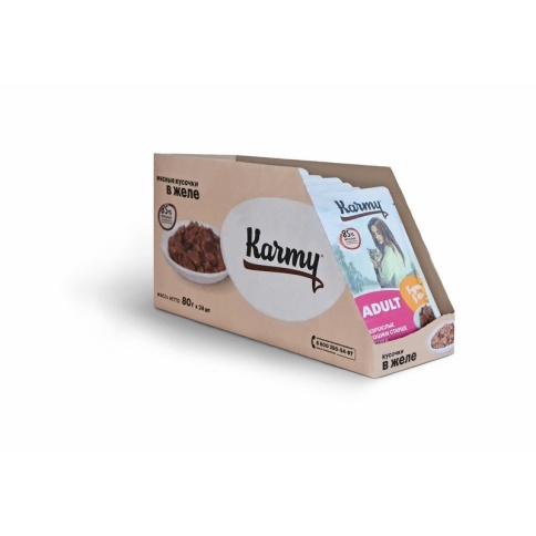 Karmy Sterilized влажный корм для стерилизованных кошек и кастрированных котов старше 1 года c курицей в желе - 80 г фото 1